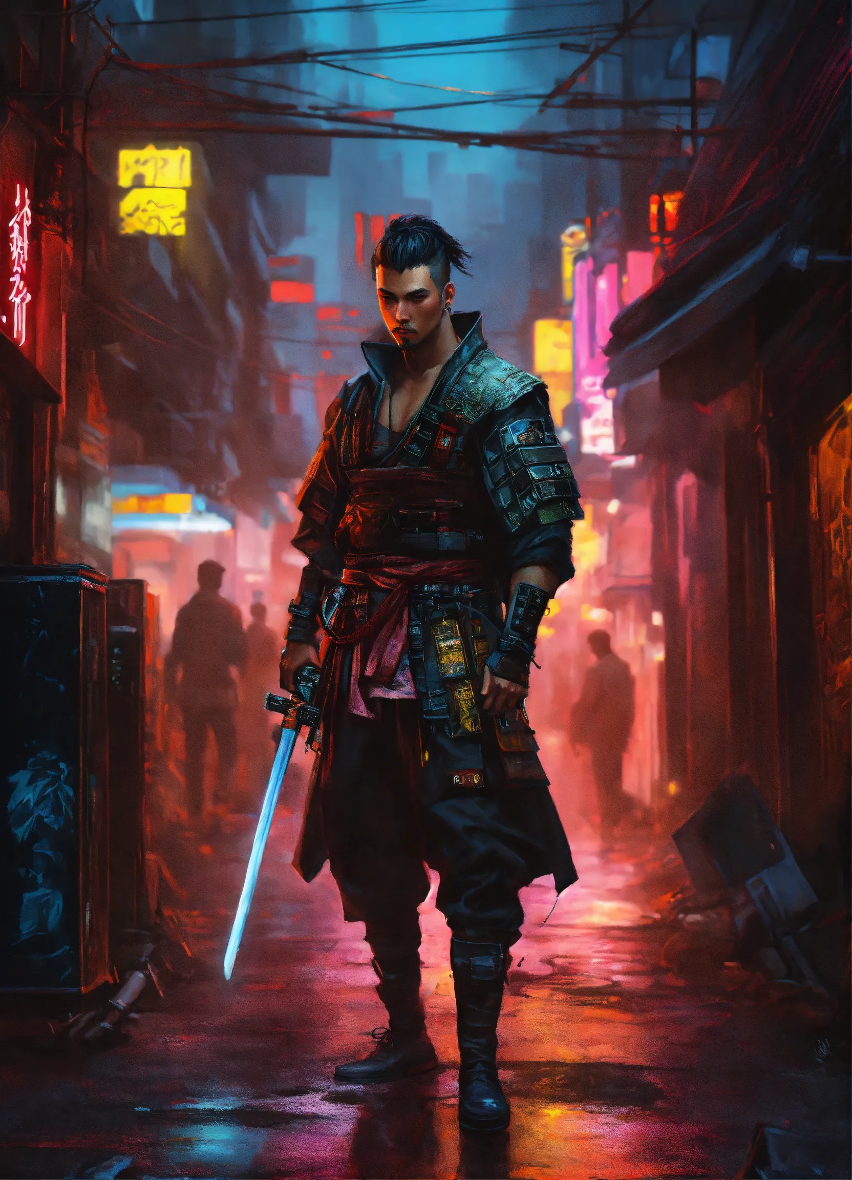 Cyberpunk Street Samurai - Nano Banana Art