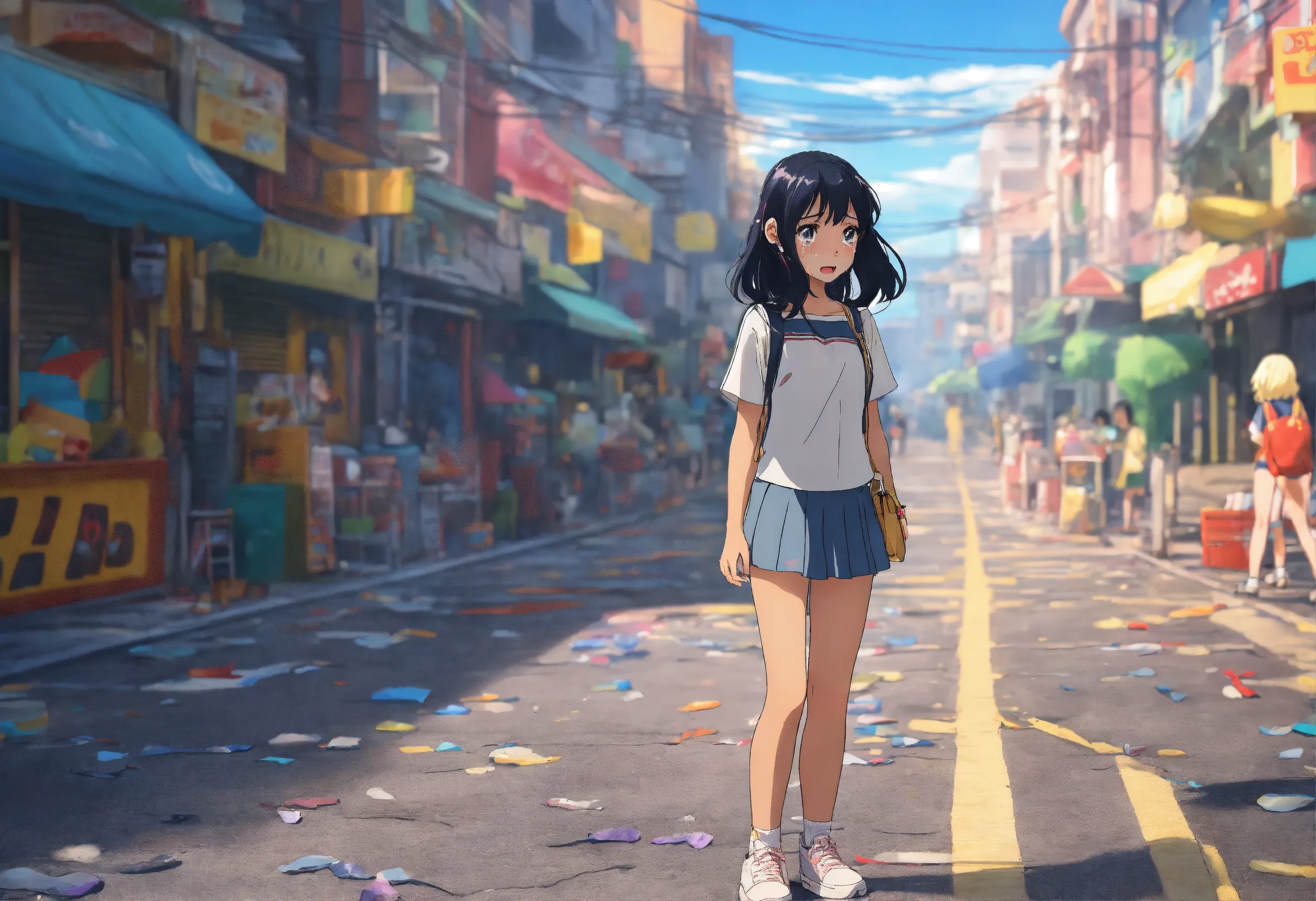 Crying Laura in Anime City - Nano Banana Art