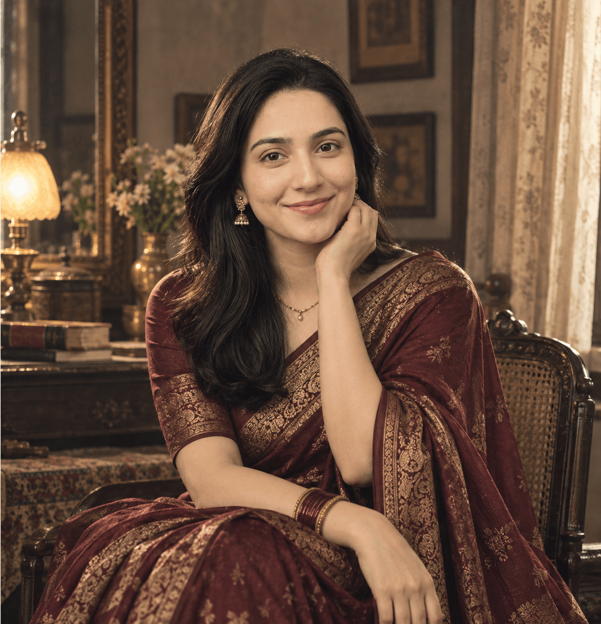 Retro Saree AI Photo Prompt: Create a Cinematic Vintage Saree Portrait