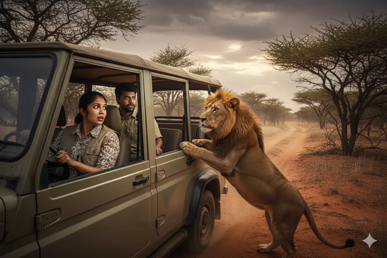 Ultra-Realistic Safari Jeep Couple Portrait