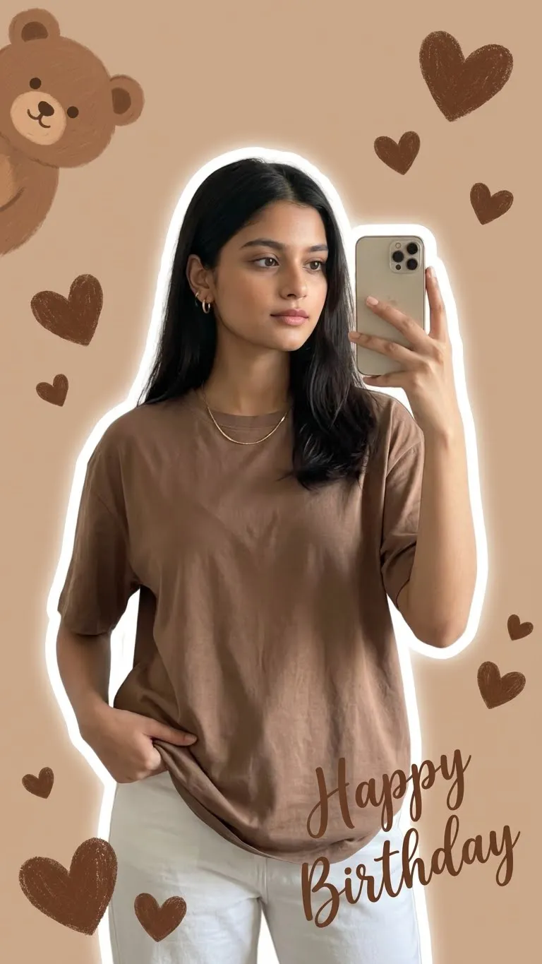 Cute Aesthetic Birthday Mirror Selfie - nano banana prompt for gemini ai image generation