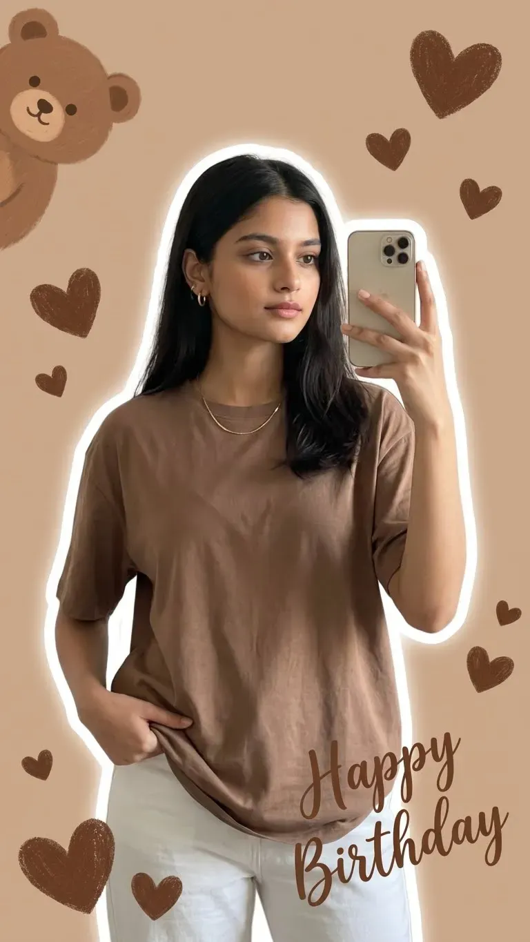 Cute Aesthetic Birthday Mirror Selfie
