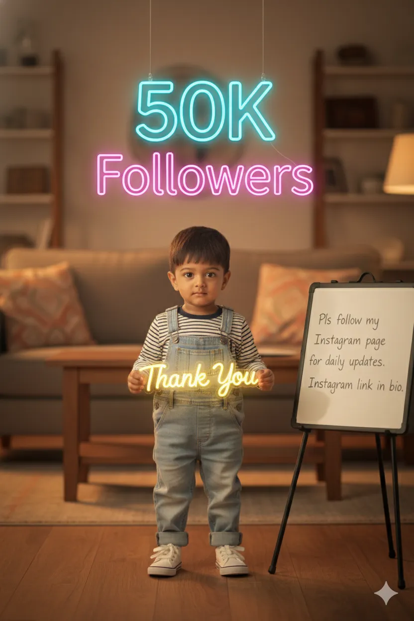 Kid Celebrates 50K Followers Glow - Nano Banana Art