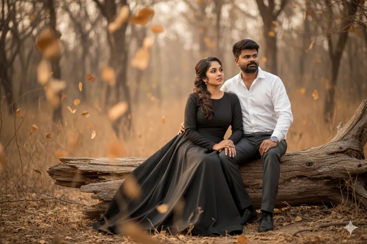 Attitude Couple in Dry Forest - Nano Banana Art