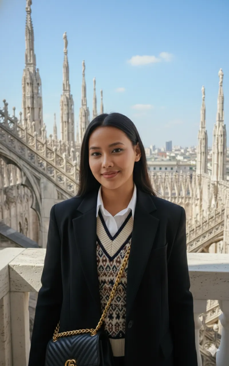 A Stylish Young Woman With Long - Nano Banana Art