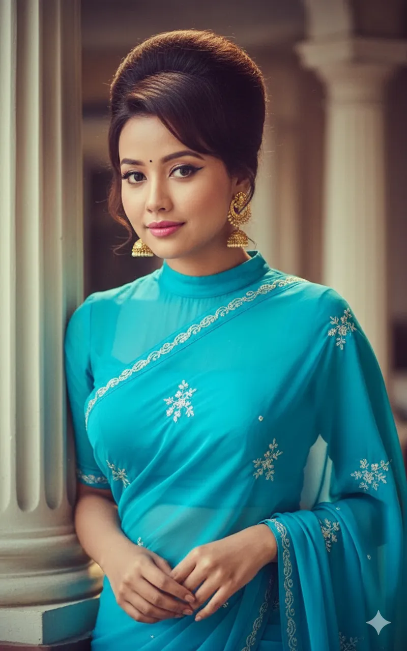 Vintage Bollywood Beauty: Indian Woman Saree - nano banana prompt for gemini ai image generation