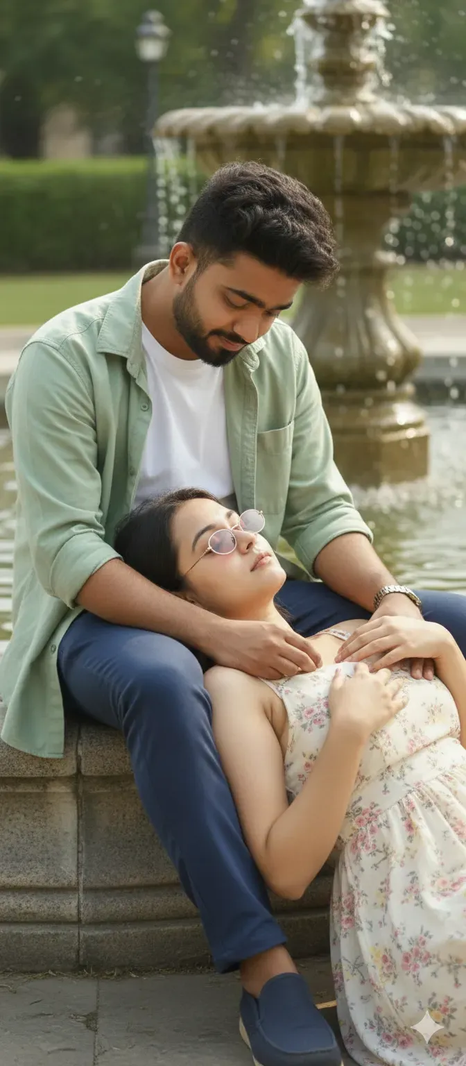 Romantic Couple Fountain: Ultra Realistic AI Art