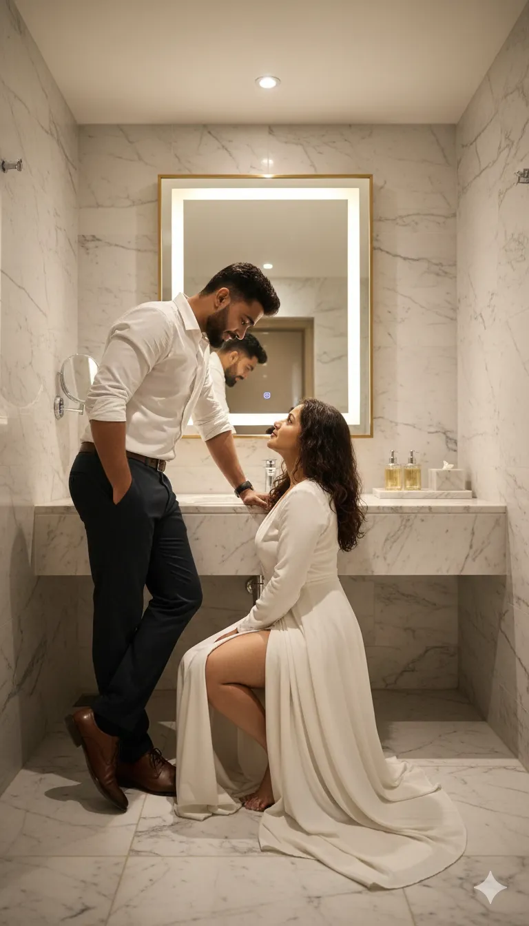 Luxury Bathroom Intimacy: Elegant Couple AI Art - Nano Banana Art