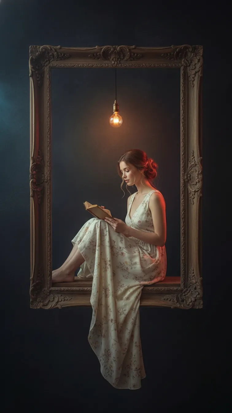 AI Art: Surreal Frame Portrait, Chiaroscuro Glow - nano banana prompt for gemini ai image generation