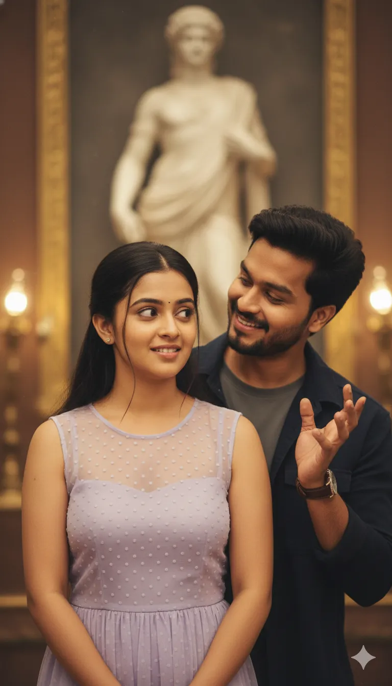 Romantic South Indian Couple in Golden Light - Nano Banana Art