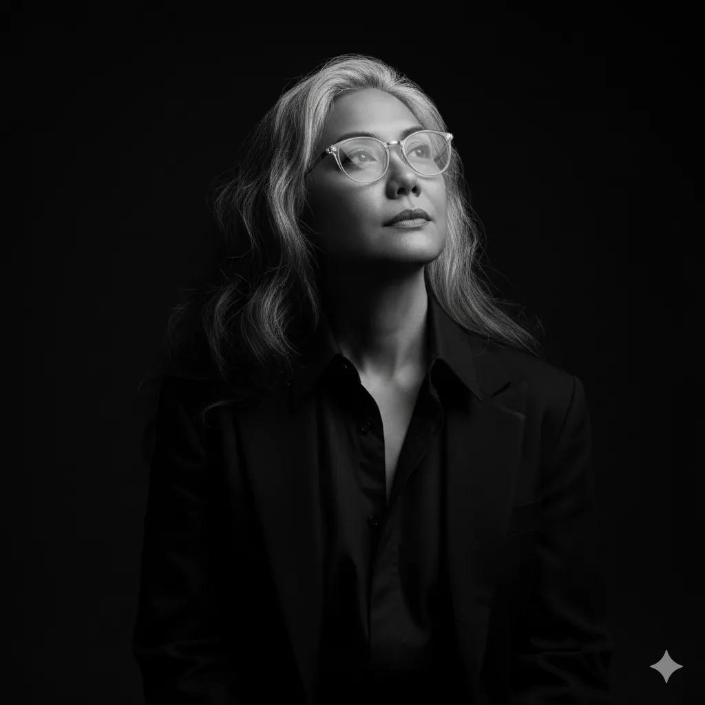 Dramatic Black &amp; White Portrait with Glasses - Nano Banana Art