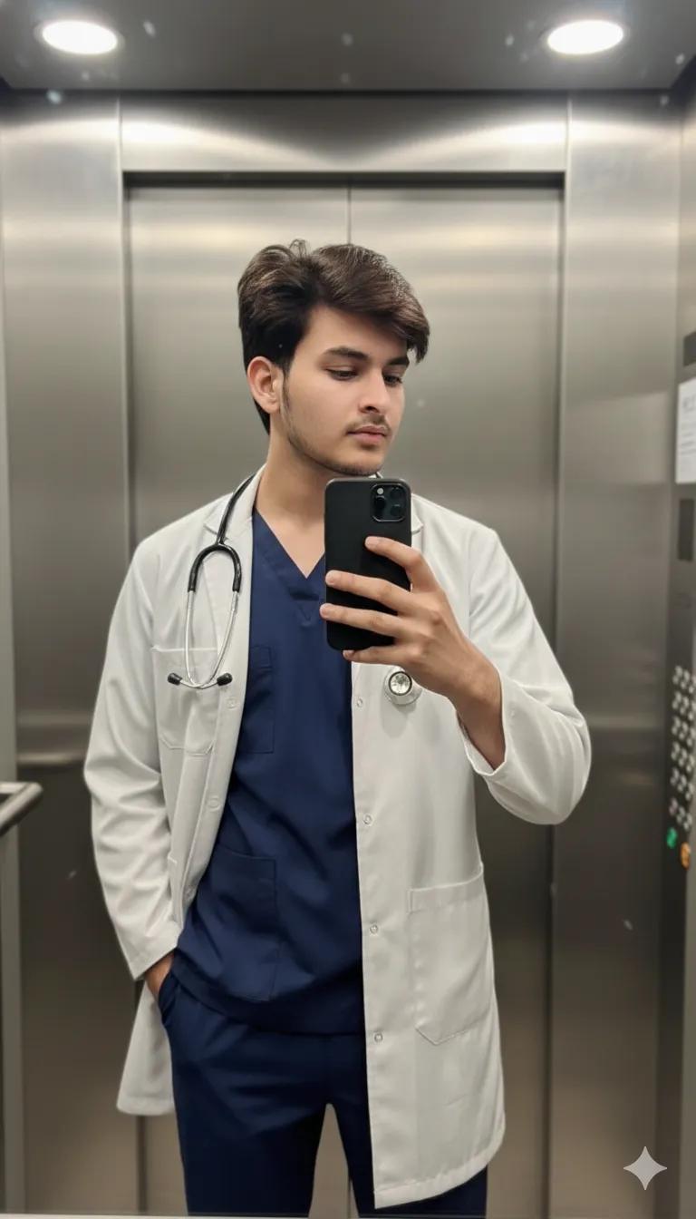 Doctor Mirror Selfie in Elevator - Professional &amp; Confident - Nano Banana Art
