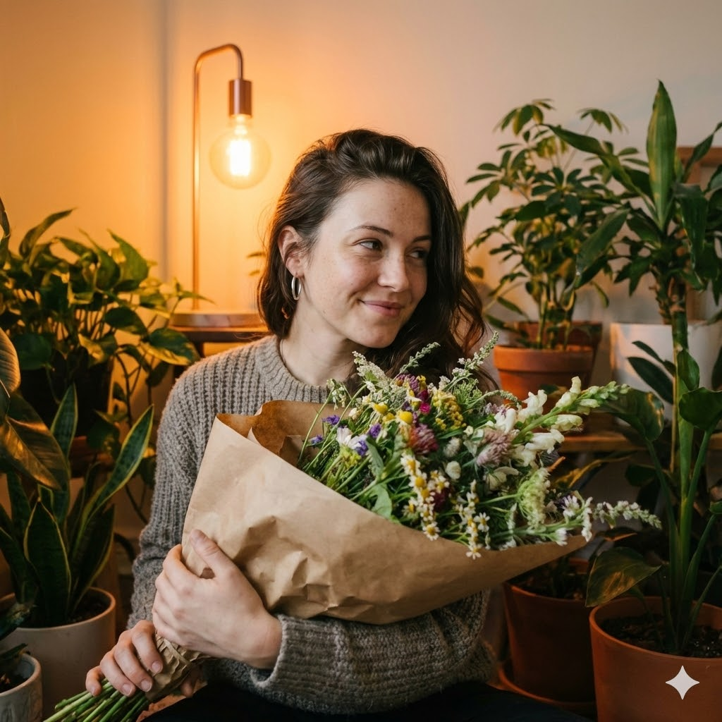 Cute Girl With Flowers - Nano Banana Art