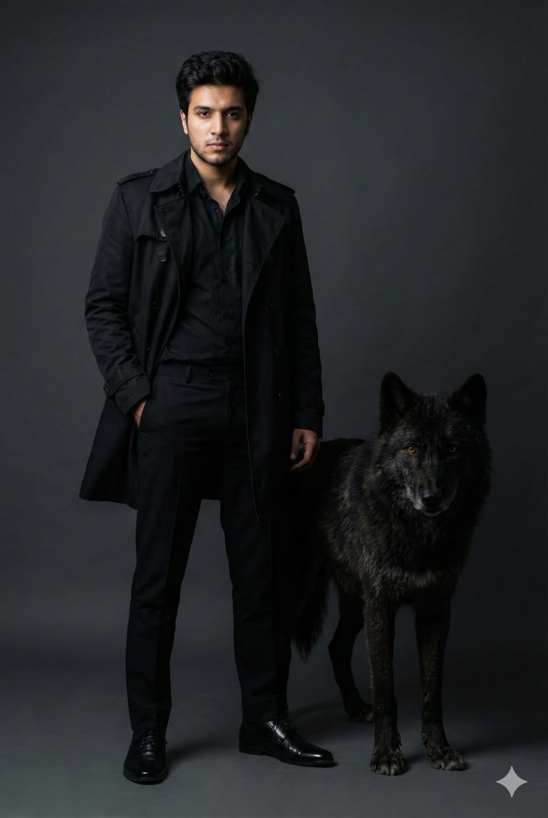 Handsome Man with Wolf - Nano Banana Art