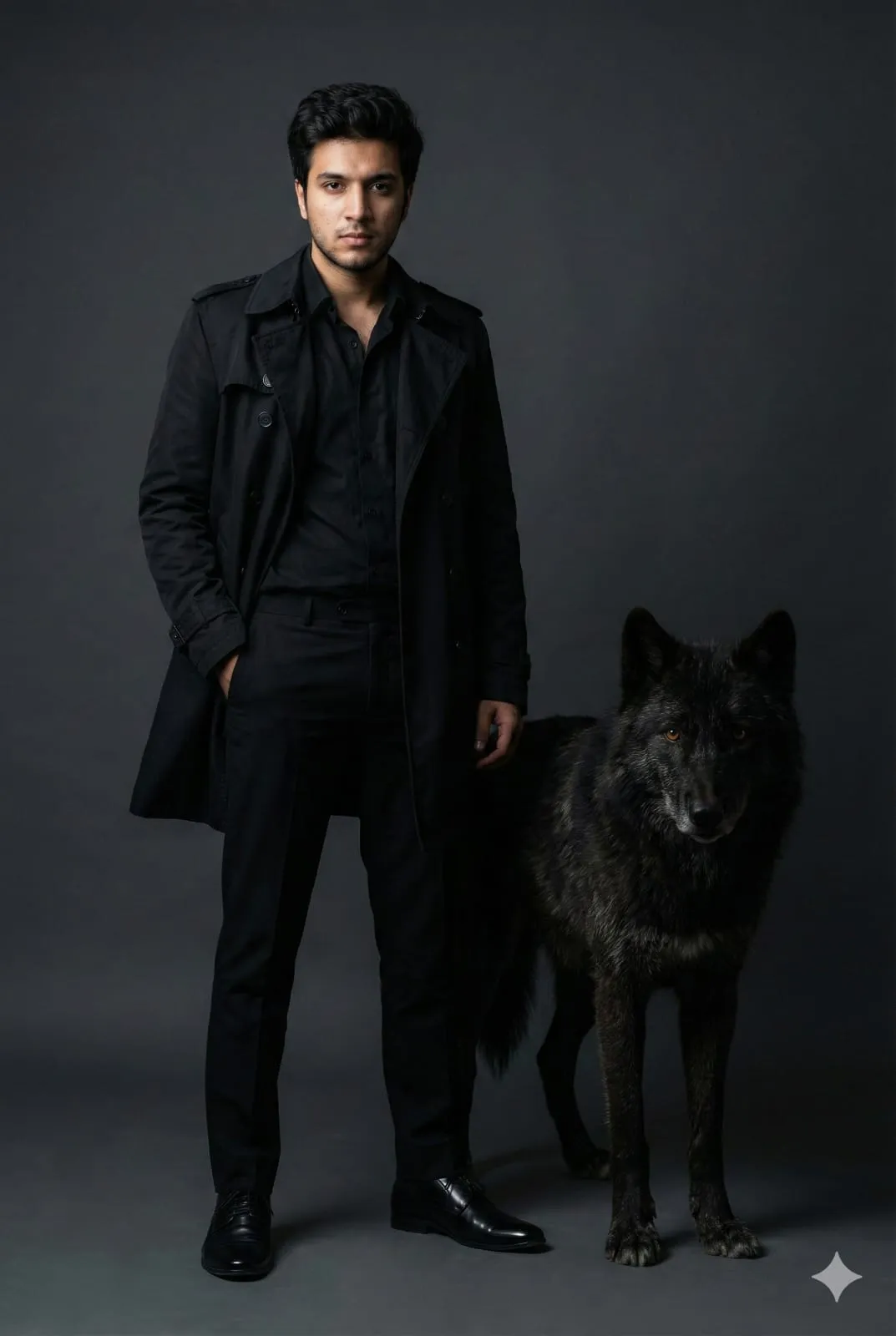 Handsome Man with Wolf