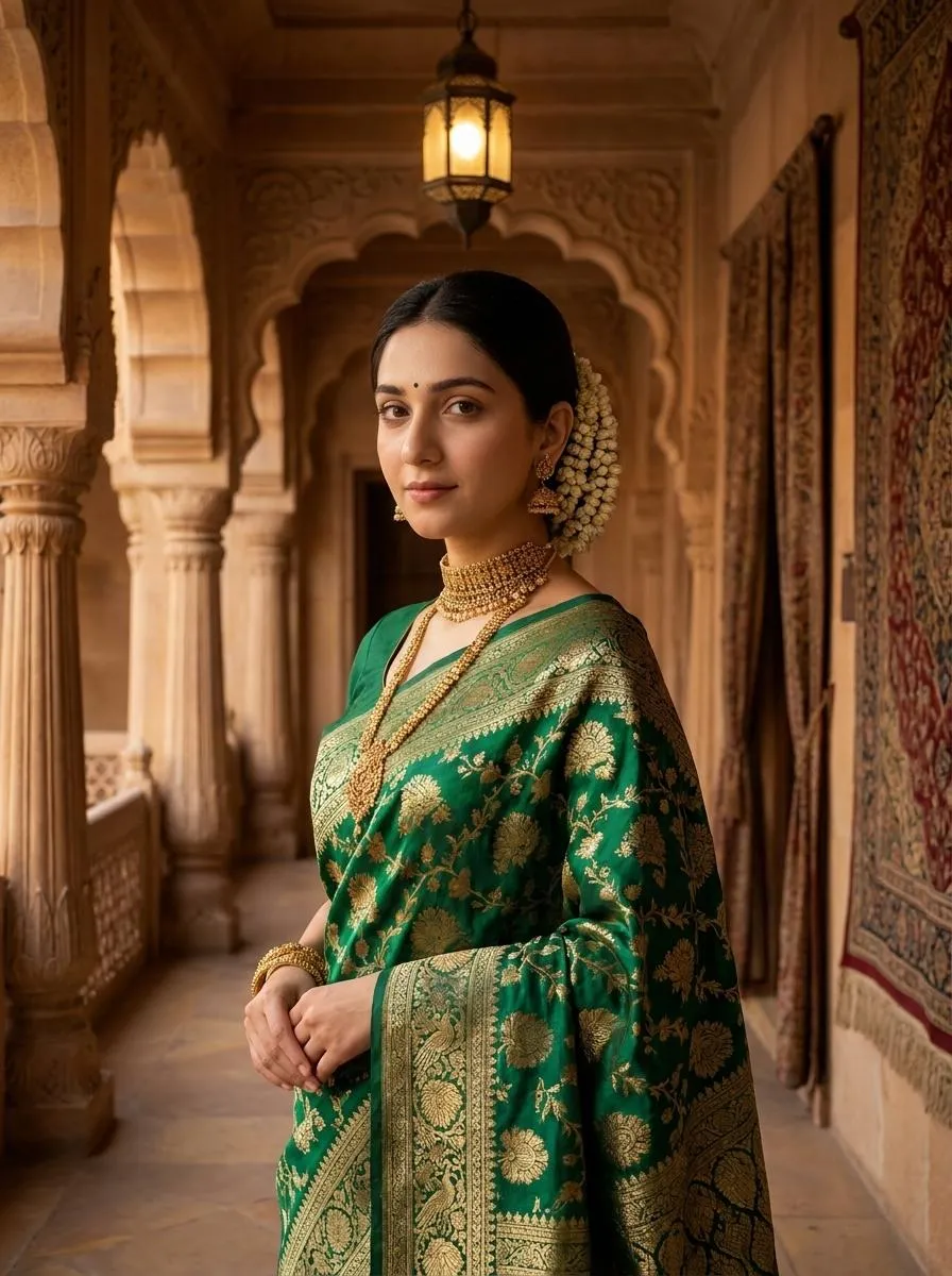 Royal Portrait AI Prompt - Banarasi Saree [Gemini] - nano banana prompt for gemini ai image generation
