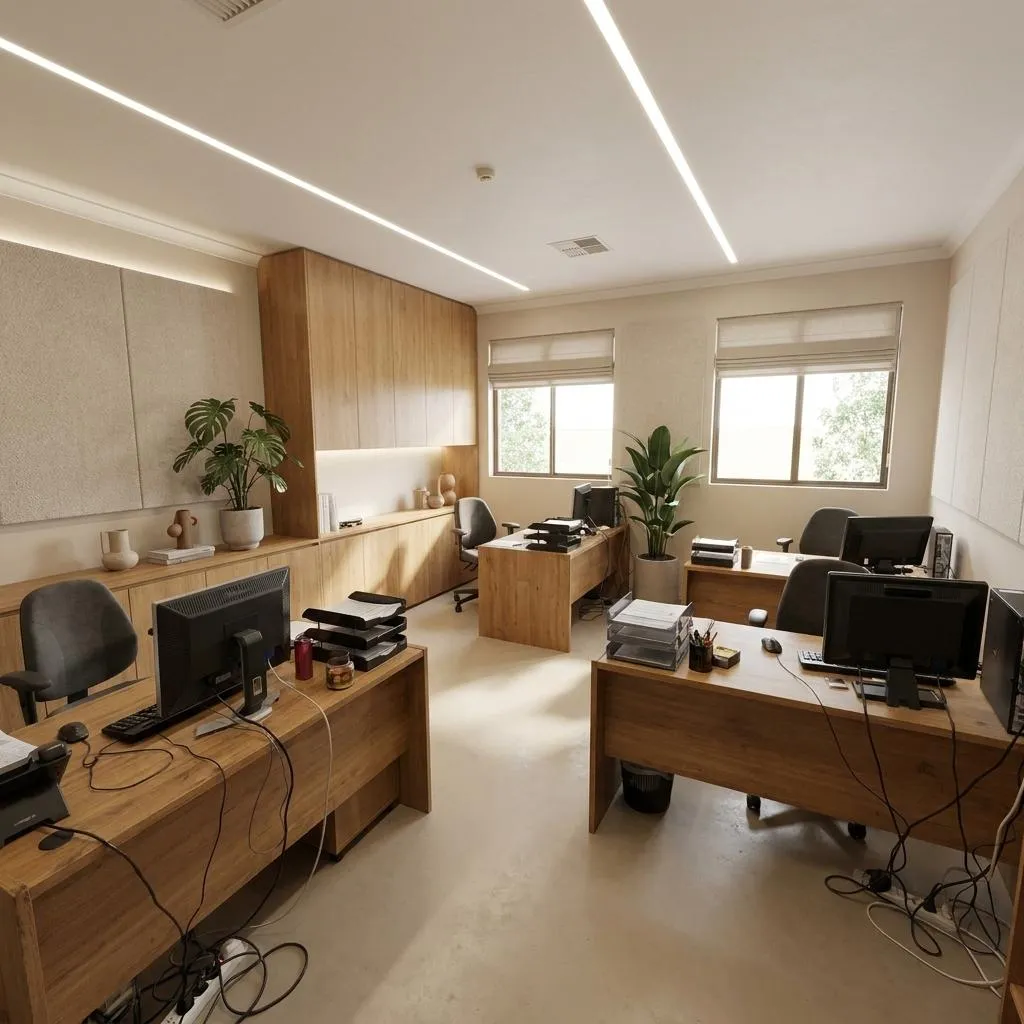 AI Office Redesign Prompt: Minimalist Architectural Workspace - Nano Banana AI image prompt