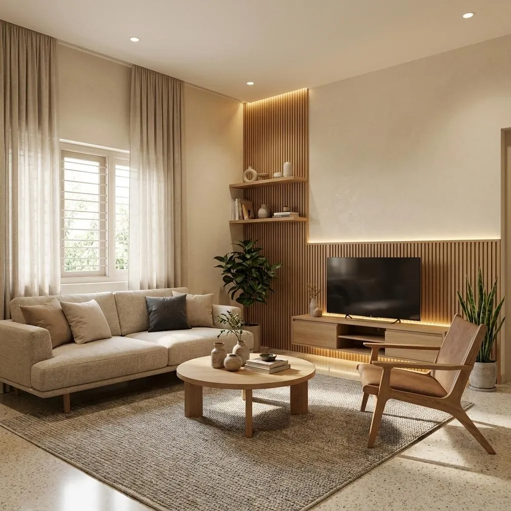 Japandi Living Room AI Prompt for Interior Redesign - Nano Banana AI image prompt