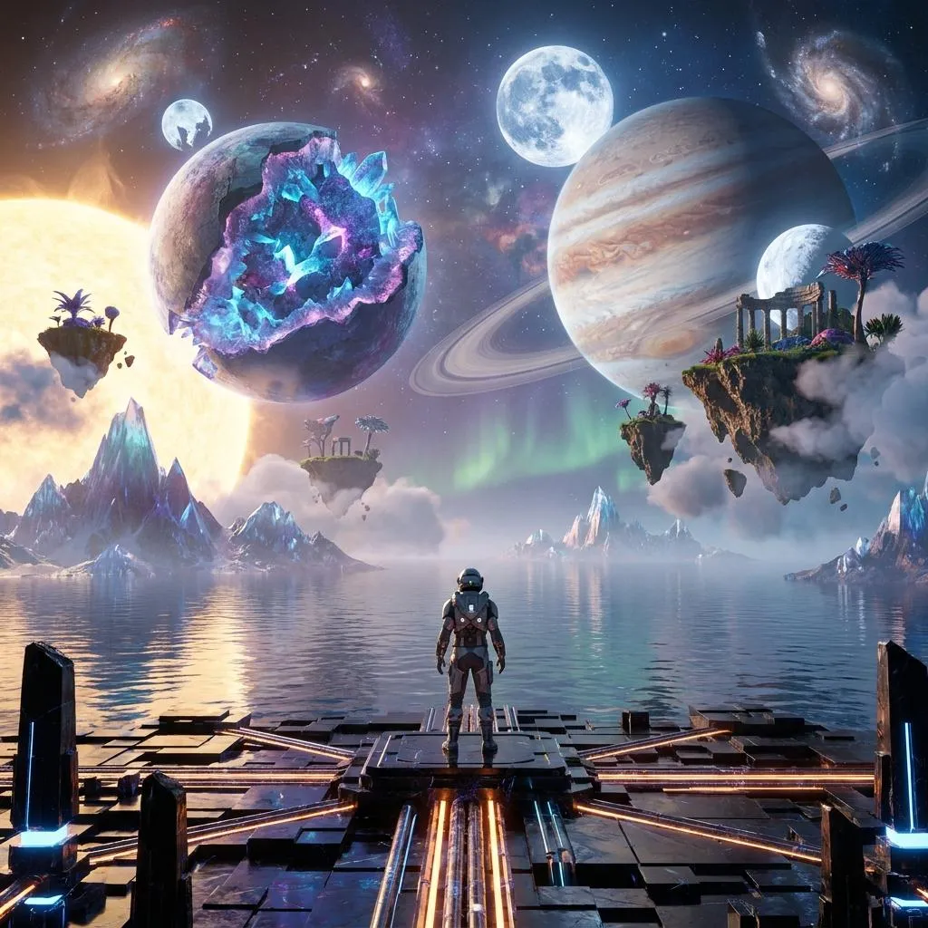 Surreal Cosmic Landscape AI Image Prompt — AI generated image