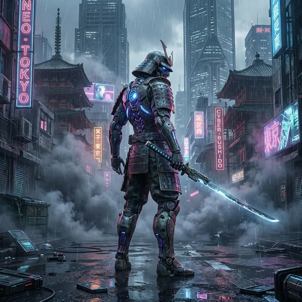 Futuristic Samurai Cyberpunk Prompt for Concept Art — AI generated image