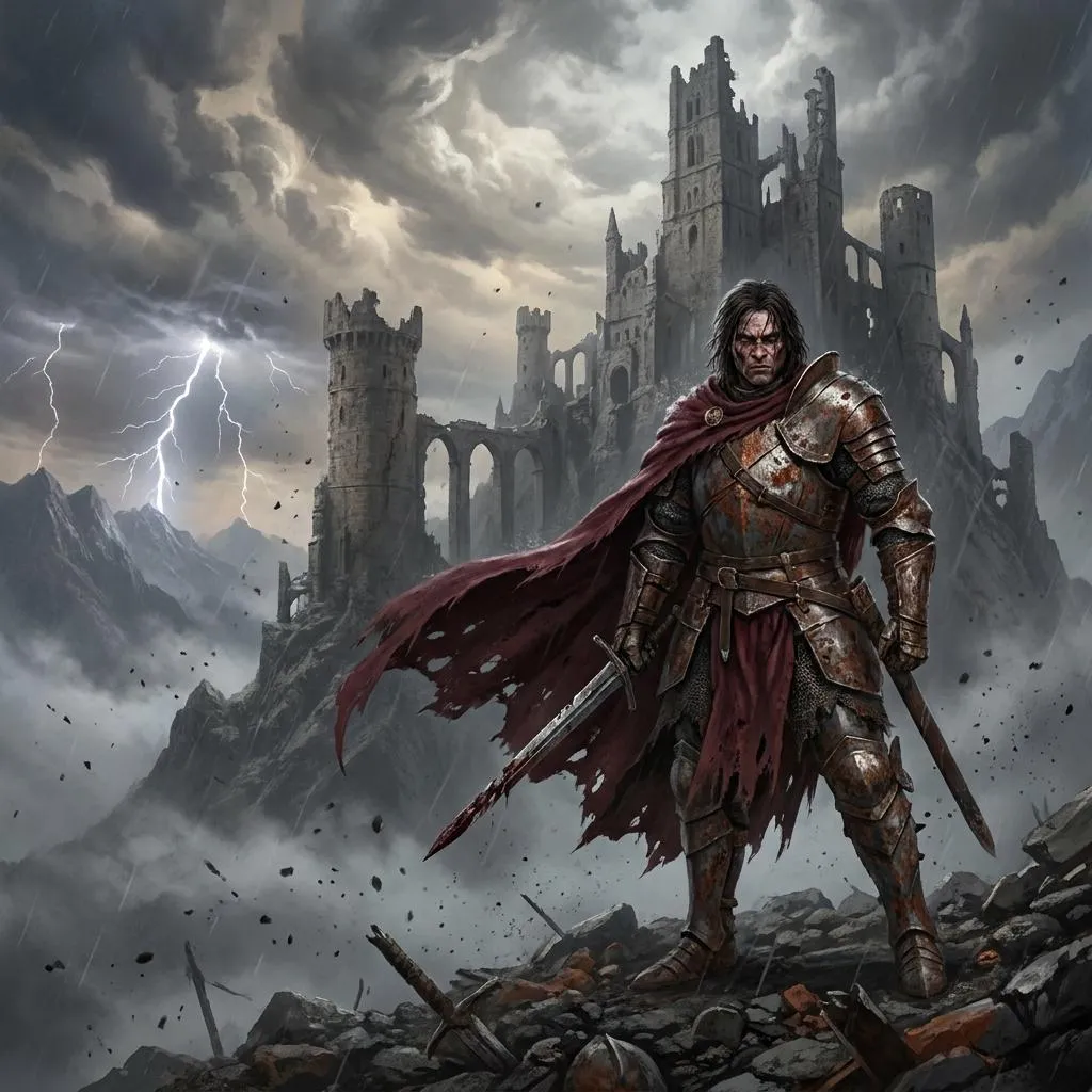 Epic Dark-Fantasy Warrior Digital Painting Prompt — AI generated image