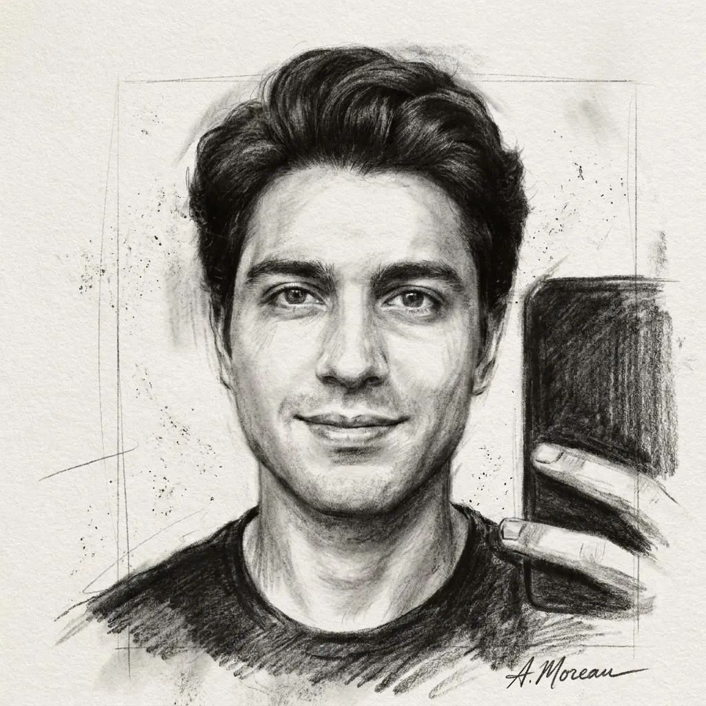 Dramatic Fine-Art Charcoal Portrait Photo Editing Prompt AI image editing prompt result