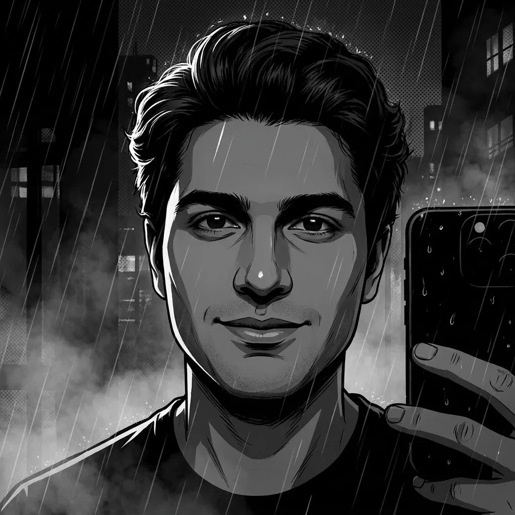 Neo-Noir Graphic Novel Portrait AI Prompt AI image editing prompt result